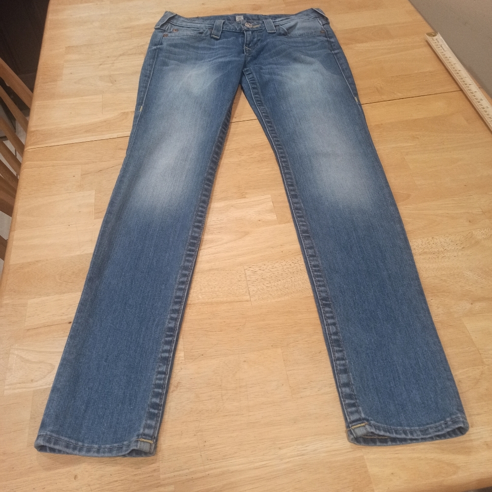 TRUE RELIGION WOMEN'S denim Jeans Low Rise Skinny w/ Flaps Size 27 - Picture 10 of 16